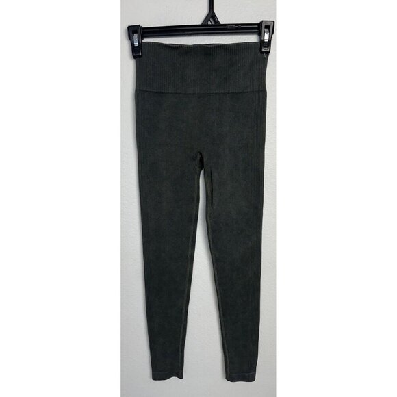 Spanx Seamless Sculpt Chevron Ribbed Cropped Grey Green Leggings Size Small - Picture 7 of 8